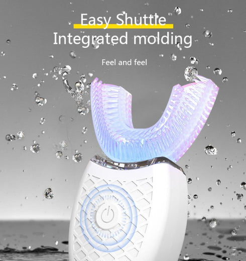 VIDECOR 360 Adult Smart U Shape Degrees Sonic Electric Toothbrush Silicone Automatic Travel U-Shaped Toothbrush,Blue