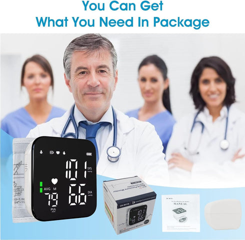 Wrist Blood Pressure Monitor - Automatic Talking Cuff with Digital Full Screen Display
