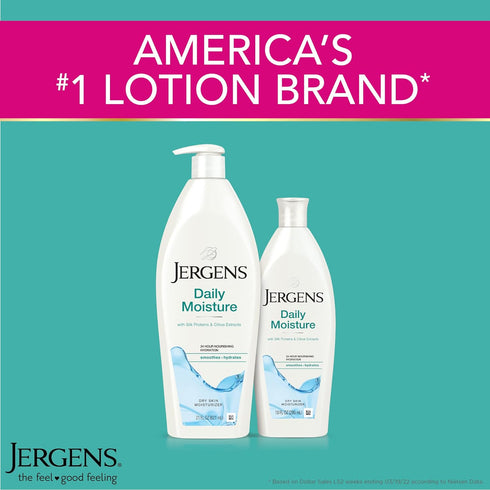 Jergens Daily Moisture Dry Skin Moisturizer, 21 oz Body Lotion with HYDRALUCENCE Blend