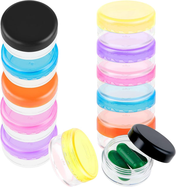 Wanmu 12Pcs Small Pill Box, Portable Travel Mini Pill Organizer Box Daily Medicine