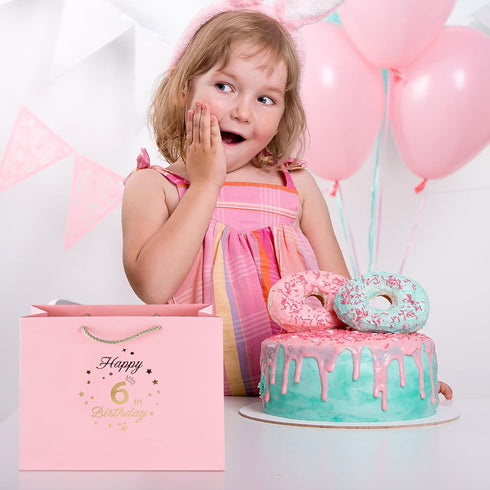 Yiran 13 13 Birthday Gift Bag with Handles and Ribbon for Year Old Gilrs Gift Wrapping, Sweet Paper Gift Bags, Teens
