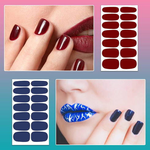 SILPECWEE 224 Pieces Nail Polish Stickers - Full Nail Wraps Solid Color Self Adhesive Gel Nail Strips