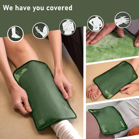 Medium Flexible Gel Ice Packs Reusable for Injuries, Hot and Cold Soft Ice Packs for Pain Relief (8" x 12", Green)