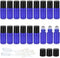 ZEJIA 24Pack 3ml Cobalt Blue Roller Bottles, Thick Glass Essential Oil Bottles with Stainless Steel Roller Ball and 2