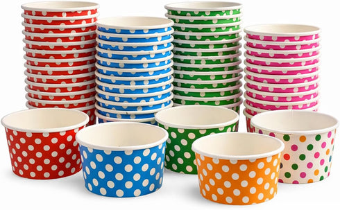 Worlds Paper Ice Cream Cups Polka Dot Paper Yogurt Cups 8oz Mix 50