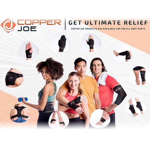 Copper Joe 2 Pack Recovery Elbow Compression Sleeve, Ultimate Copper Relief Brace for Arthritis