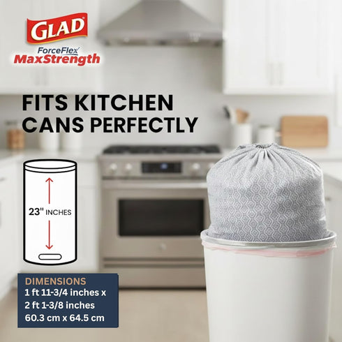 Paradise Bliss Quality 13 90 Glad ForceFlex MaxStrength Kitchen Drawstring Bags with Lemon Fresh Bleach Scent Gal Bags