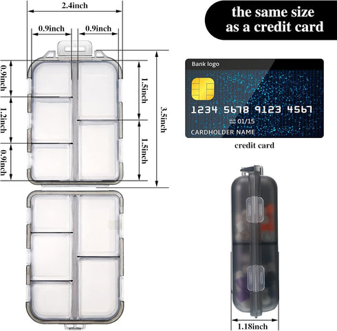 10 Grids Pill Cases Small Pill Organizer Box Weekly Travel Pill Organizer Portable Pocket Pill Case Holder Plastic Waterproof Container Box for Purse Pills Vitamin Fish Oil Daily Travel Use (4 Pieces)