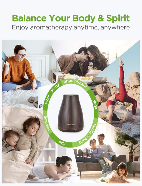 InnoGear Essential Oil Diffuser, Premium 5-in-1 Aromatherapy Diffuser, Air Desk Humidifier for Bedroom, Brown