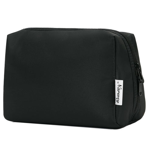 Large Black Makeup Bag - Zipper Pouch Travel Cosmetic Organizer for Women
