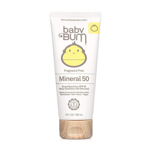 Sun Bum Baby Bum SPF 50 Sunscreen Lotion | Mineral UVA/UVB Protection | Fragrance Free | Travel Size | 3 FL OZ