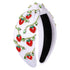 NVENF Strawberry Headbands, Jeweled Rhinestone Knotted Headband for Women, Tropical Beach Accessory (Strawberry A-White)
