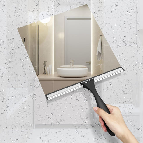 AmazerBath 10 Inch Shower Squeegee for Glass Doors - All-Purpose Squeegee with Hook for Windows, Mirrors, Tiles, Car