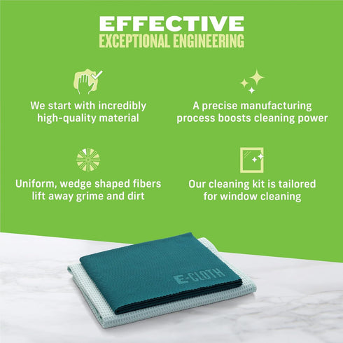 Packaging E-Cloth Window Cleaning Cloth - Eco - Glass Cleaning Cloth, Streak-Free Windows with Just Water, Microfiber