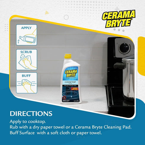 Cerama Bryte Cooktop and Stove Top Cleaner for Glass-Ceramic Surfaces, 18 Ounces, 2 Pack