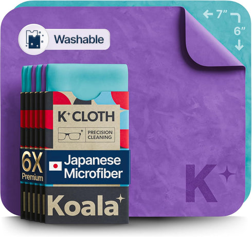 Koala Lens Cleaning Cloth, Japanese Microfiber Eyeglass Cleaner for Glasses, Camera Lens, VR/AR Headset, Blue & Purple