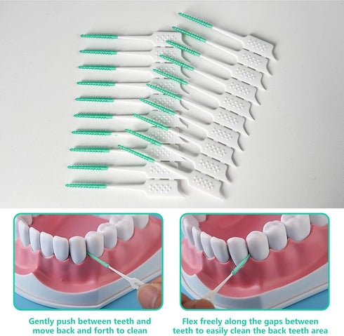 Green Soft Silicone Interdental Brush, Disposable Braces Brush, 160pcs Corrective Cleaning Tools for Teeth Health