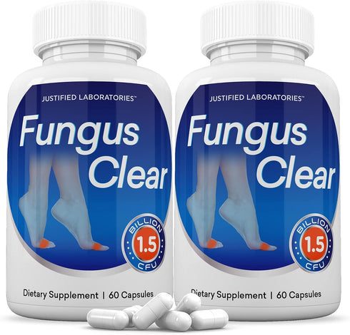 Justified Laboratories (2 Pack) Fungus Clear Probiotic Pills, 1.5 Billion CFU, 120 Capsules