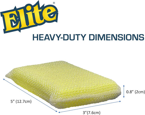 Elite HD Heavy Duty All Purpose Cleaning Pad, 6 Pack, Non Scratch Dish Sponge, Made in USA