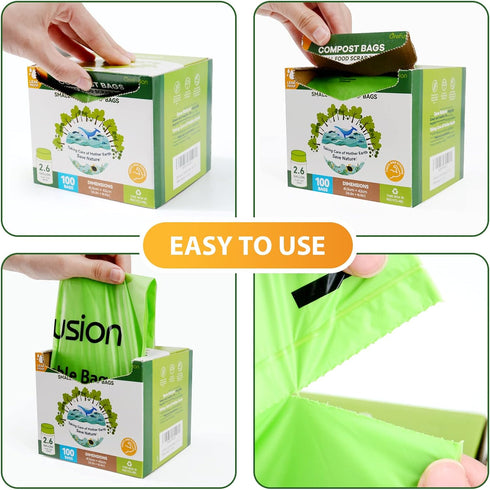Compostable Trash Bags for Kitchen Compost Bin, 1.2 Gallon, 150 Count Small Bags for Food Scrap Waste