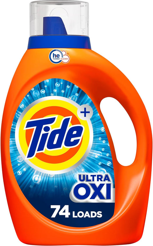 Tide Ultra Oxi Liquid Laundry Detergent, 105 fl oz, HE Compatible, 74 Loads
