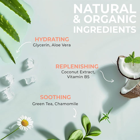 Vanilla Coconut Natural Shower Gel Body Wash - Organic Ingredients, Gentle Daily Wash for Sensitive Skin