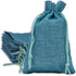 12-Pack Natural Burlap Gift Bags 5.5x7.75 (Teal Blue, Medium) with Drawstring for Party Favors or DIY Craft