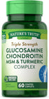 Glucosamine Chondroitin MSM Complex | 60 Caplets | Non-GMO and Gluten Free Supplement with Triple Strength Turmeric