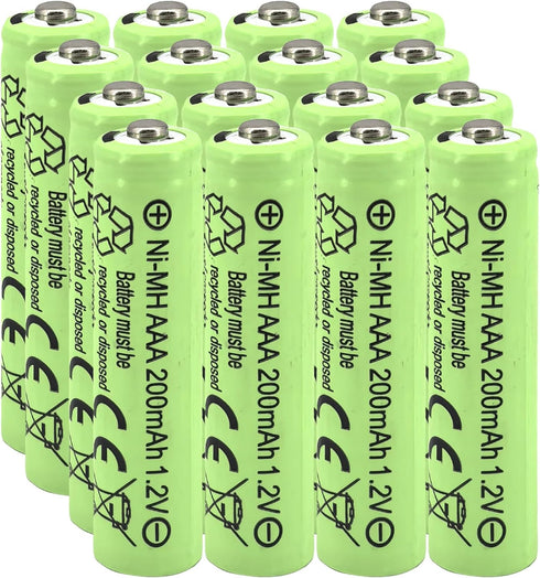 Yibatopow 16 Packs Rechargeable AAA200mAh Batteries,Triple A 1.2v NiMH Precharged Solar Batteries for