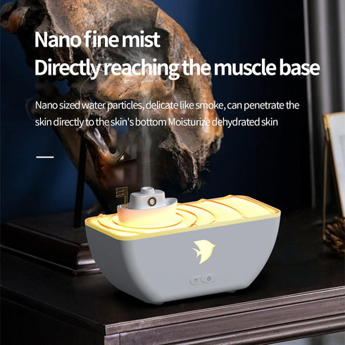 Laviniar 300ml 7 Essential Oil Diffuser, Boat Quiet Portable Humidifier Aroma Diffuser, with Colors Light