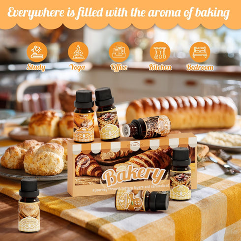 Set, Bakery Essential Oils Gift SNOWSEN Dessert Fragrance Oils for Diffuser for Home, Pumpkin Pie, Waffle, Coffee Cake