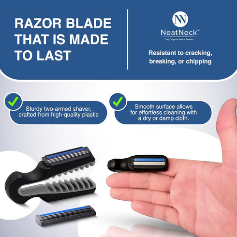 Precision Neck Shaver for Men, Compact & Comfortable Grip with 3 Disposables Razor Blades for Sensitive Skin