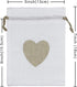 Jexila 24PCS Burlap Drawstring Gift Bags 5X7 Inches Heart Print Linen Burlap Jewelry Gift Bags Fabric Cloth Candy Goodie Pouches for Wedding Shower Party Favor,Coffee,DIY Craft Bags