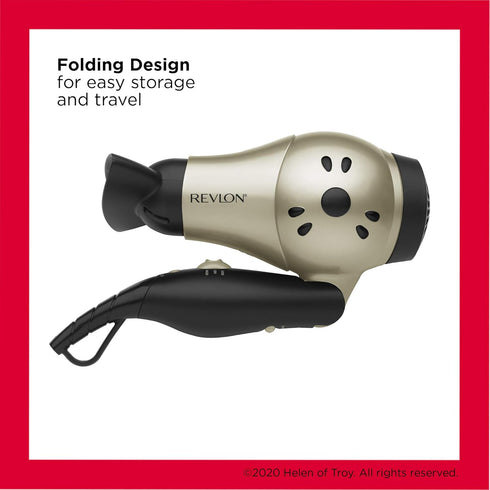 REVLON 1875W Compact Folding Handle Hair Dryer, Great for Travel