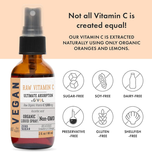 Vitamin C Extra Strength Spray, Daily Absorption Liquid Extract with Lemon, Orange, Strawberry, 2oz (60ml)