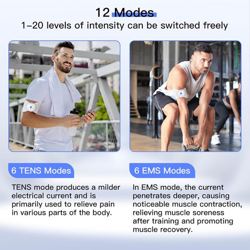Wireless TENS & EMS Unit Back Pain Relief Massager - APP Controlled Bluetooth EMS Muscle Stimulator Machine for Back