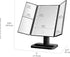MELANNCO Black Tri Fold LED Vanity Mirror, 3 Magnifications, Dimmable LED Lights, Touch Control Makeup Mirror