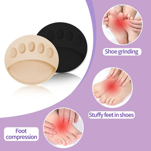 12 Packs Metatarsal Pads, Honeycomb Fabric Forefoot Cushions for Pain Relief, Invisible Socks for Men and Women