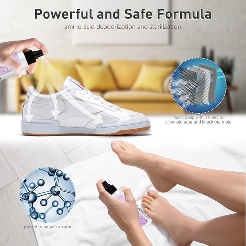 Shoe Odor Eliminator, Lamfun Deodorant Spray for Sneakers or Smelly Feet, Natural Lavender Deodorizer