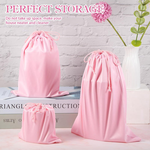Hillban 20 Pcs Adult Game Toy Storage Bags, Microfiber Drawstring Organizer Pouch Case for Game Toy, Light Pink