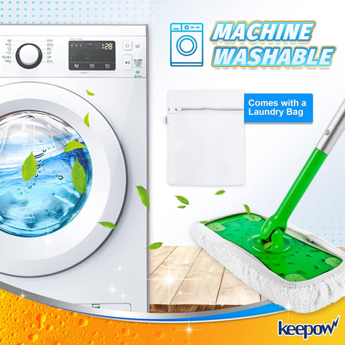 KEEPOW Reusable Dry Sweeping/Wet Mopping Cloths, Compatible with Swiffer Sweeper, 6-Pack Washable Microfiber