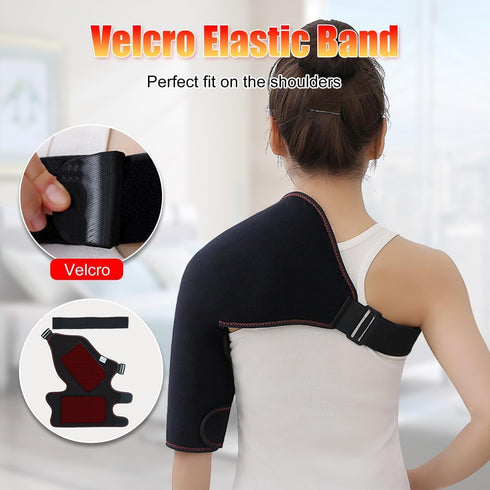 WOOLALA Heated Shoulder Brace with Massager - Electric Heating Pad for Shoulder Pain Relief & Upper Arm Muscle