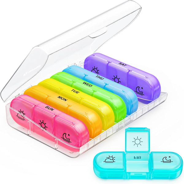 HFLYJPYW Pill Organizer 3 Times a Day, Weekly Pill Box 7 Day, Daily