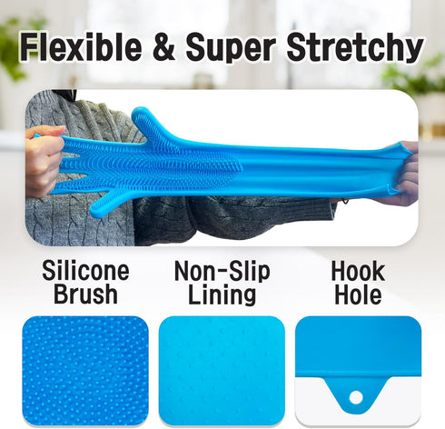 Ultimate Silicone Magic Gloves for Dishwashing, Kitchen, Pet, and Car - Heat & Cold Resistant, Reusable