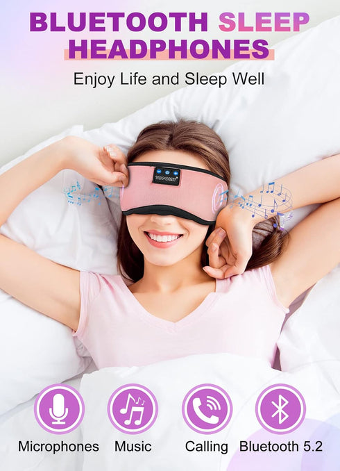 TOPOINT Sleep Mask with Headphones, Bluetooth 5.2 Wireless Eye Mask for Sleeping, Travel, Meditation, Built-in HD