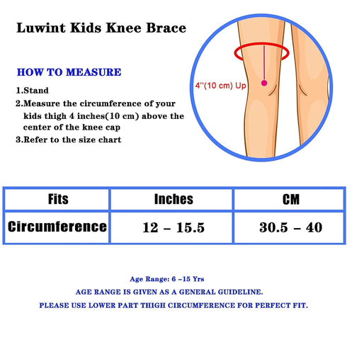 Luwint Soft Knitted Kids Knee Brace, Patella Support for Soccer and Outdoor Sports, 1 Pair, Black