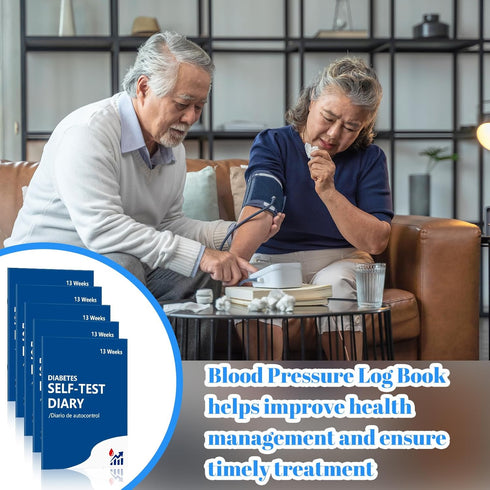 Diabetes Blood Pressure Log Book, Daily 3x4 inch Glucose Journal for Tracking Blood Sugar and Pressure (5)