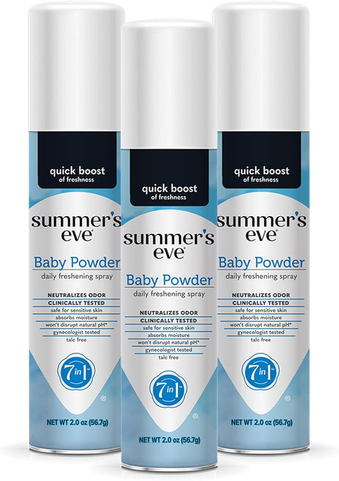 Summer's Eve Baby Powder Daily Gentle Feminine Spray - 2 oz, 3 Pack