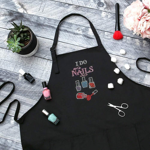 Plum Hill I Do Nails Cute Nail Tech Apron for Women - Salon Cosmetology Apron for Nail Technicians