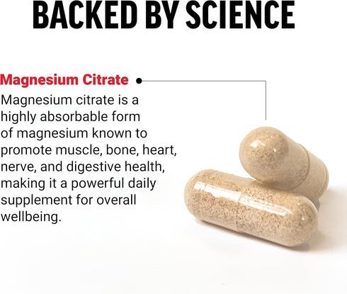Force Factor Magnesium Citrate | 180 Capsules | Supports Bone, Muscle, Nerve, Digestion, Heart Health